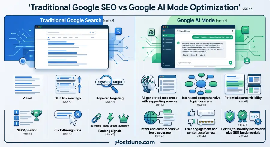 Google AI Mode vs. Traditional Search