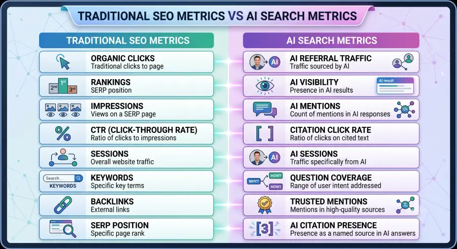 Traditional SEO Metrics vs AI Search Metrics