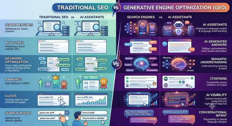 Traditional SEO vs Generative Engine OptimizationCompare
