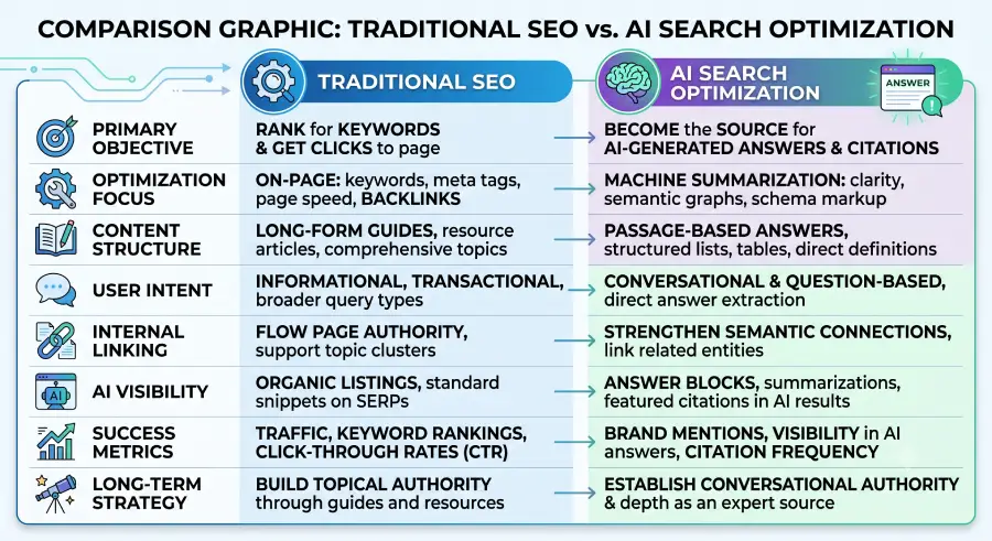 Optimize Website For AI Search comparison