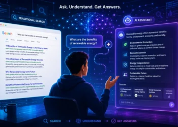 Traditional search vs AI assistant comparison
